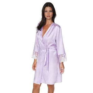 Irall Andromeda Lavender Satin Robe Lace Cuffs Women Purple Nightwear